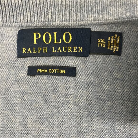 POLO Ralph Lauren Mens XXLT Pima Cotton V Neck Pullover Sweater Lt Blue - Picture 3 of 9